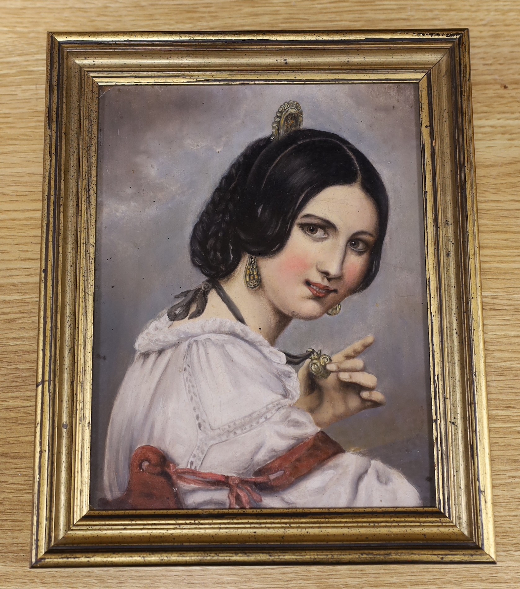 Russian School, early 20th century, oil on board, Portrait of a gypsy woman, 22 x 17cm